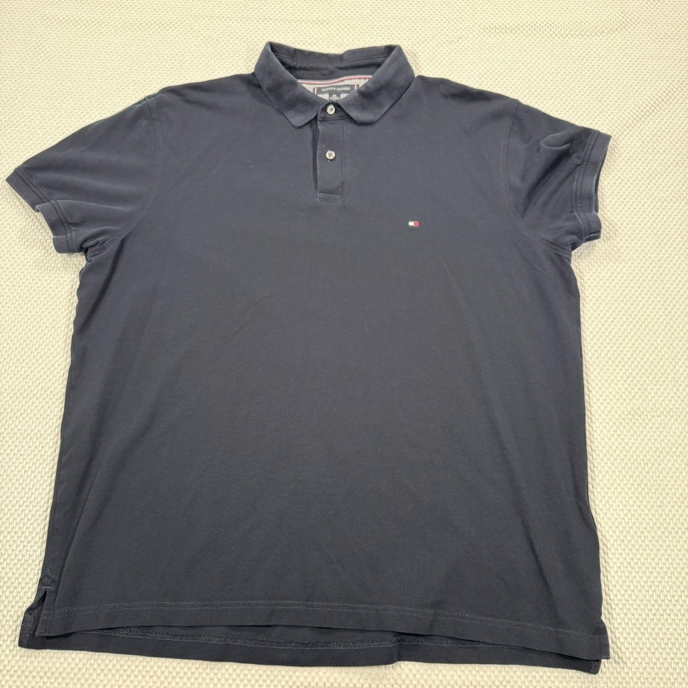 Tommy Hilfiger The 1985 Polo Shirt Mens XXL Classic Fit Navy Blue Pique 2XL
